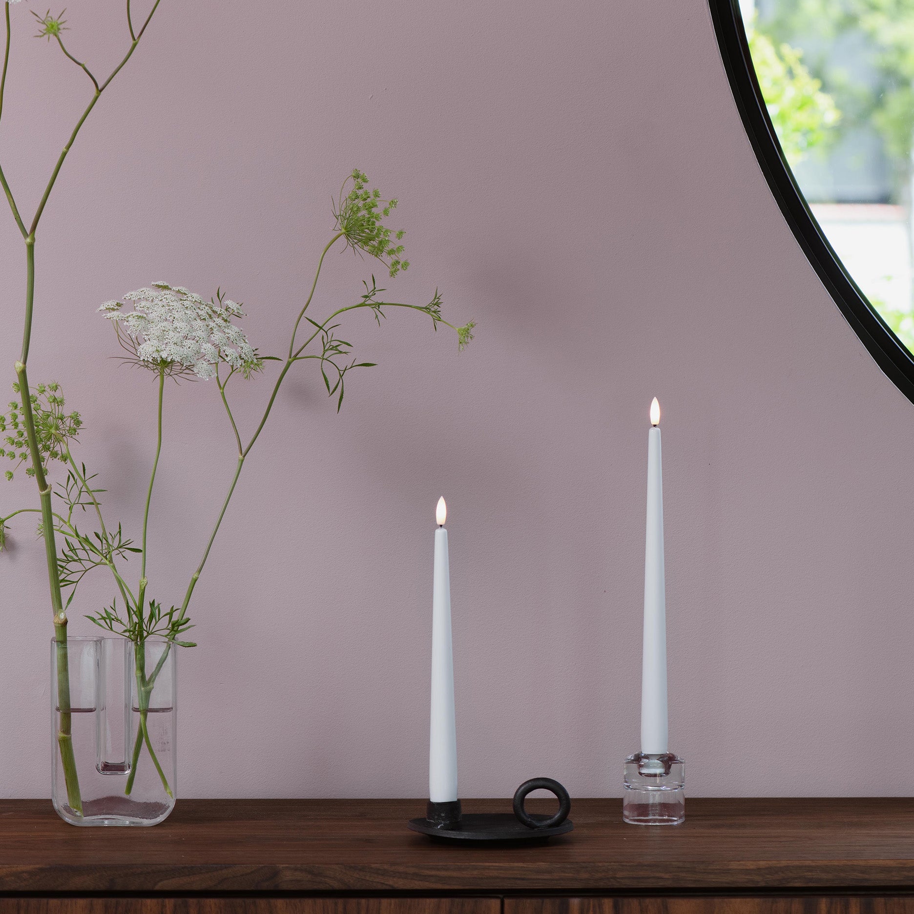 LED Stabkerzen 2 Stk 2,3 x 30 cm classic white